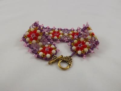FB-51 Ffower bracelet in red, white, pink & purple FB-51 Ffower bracelet in red, white, pink & purple