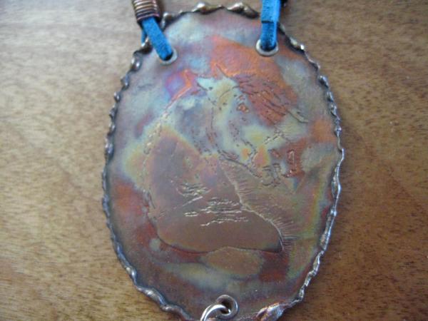 13-054 Copper with sterling, turquoise stone and leather Necklace