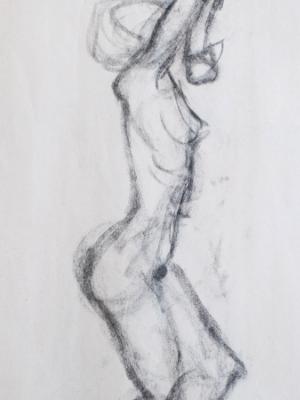Female Nude Gesture, Arms Bent Female Nude Gesture, Arms Bent
