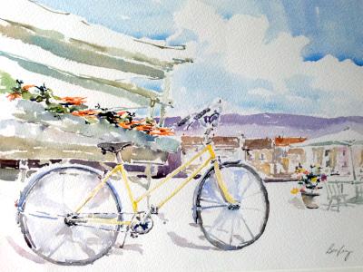 Yellow Bicycle at Farmers Market Yellow Bicycle at Farmers Market