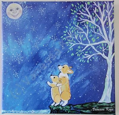 Under the Corgi moon 8x8