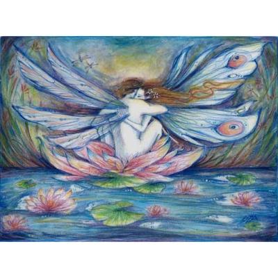 The Lillypond Original Fairy Lovers Painting in Watercolors