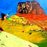 Lammergeiers Escape To The Sentinel - Acrylic and Mixed Media on Canvas