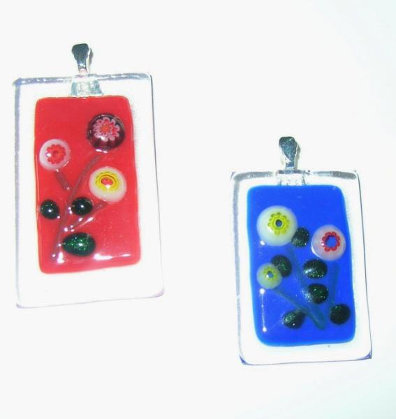 Millefiore Flower Glass Pendants