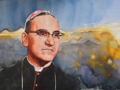 Custom portrait of Mons. Oscar Romero, 56cm x 38cm, 2018