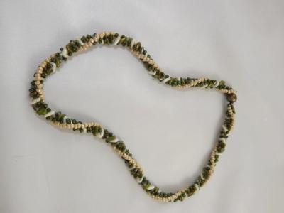 N-128 Olive Green & Ivory Twisted Rope Necklace