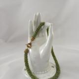 N-97 Olive Green AB Crocheted Rope Necklace