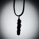 Shungite Crystal Point Pendant- Black Wire