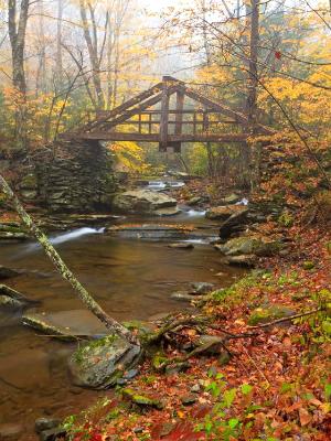 Fall Wooden Bridge on Platte Kill Fall Wooden Bridge on Platte Kill