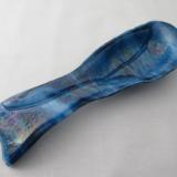 SR12106 - Copper Blue/White Streaky with Clear Granite Irid Large Spoon Rest