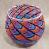#12042504 Bowl 5''H X 6.5''W  Rainbow feather design  $150.00