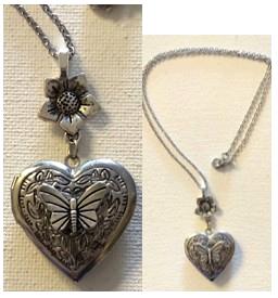 Butterfly and flower heart Locket