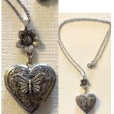 Butterfly and flower heart Locket