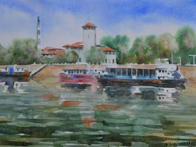 Giurgiu (Romania) at the foot of the Danube river 2, 20cm x 30cm, 2016