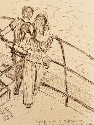 Lovers find a moment to embrace watching the Portuguese rock formations 09/23/19 // 23/09/19 sketch by Duane Kirby Jensen Lovers find a moment to embrace watching the Portuguese rock formations 09/23/19 // 23/09/19 sketch by Duane Kirby Jensen