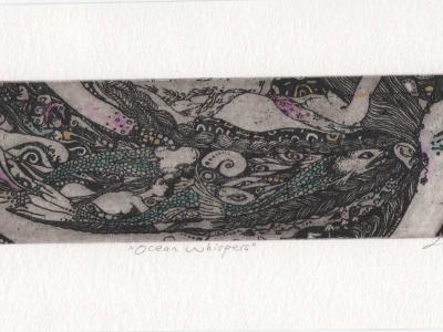 Ocean Goddess limited edition etching mermaid with fish ocean goddess print