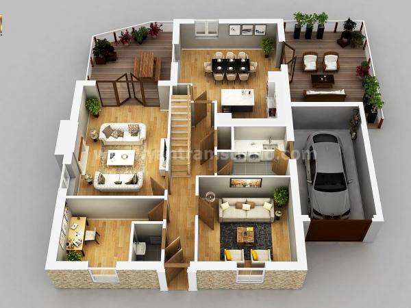 Residential Apartment 3D Floor Plan Design by Architectural Rendering Services, Wasilla – Alaska