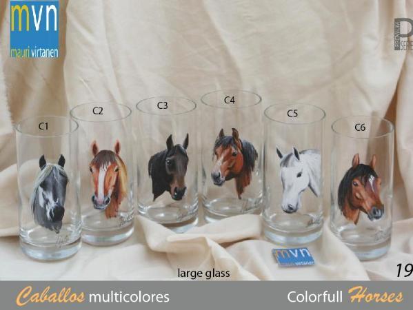 Set of handpainted glasses: COLORFULL HORSES