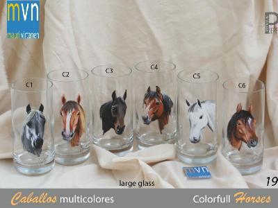 Set of handpainted glasses: COLORFULL HORSES