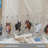 Set of handpainted glasses: COLORFULL HORSES