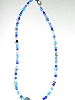 Blue Crystal Necklace with Blue Agate Pendant