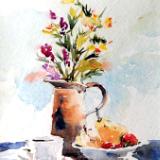 Copper Pitcher and Pears Still Life