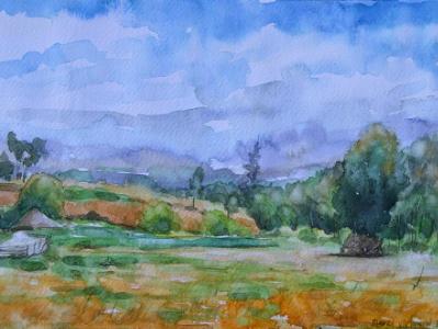 Plein air watercolor views of Mulalo 2, 35cm x 50cm, 2016