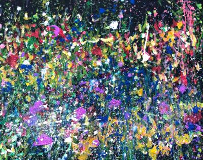 Summer Meadow, acrylic on canvas, 80cm x 65cm framed.