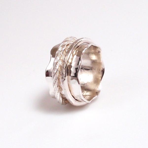 Handmade Argentium sterling silver spinner ring