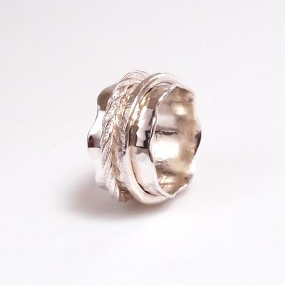 Handmade Argentium sterling silver spinner ring