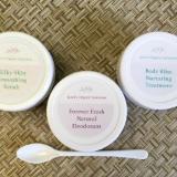Janel's Organic Solutions Travel/Trial Size Kit  $18 includes 1 oz each: Silky Scrub, Forever Fresh & Body Bliss