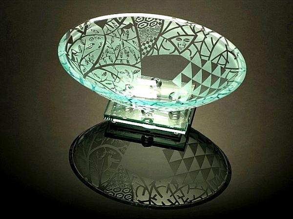 "MONKEY TREE OVAL BOWL" W/ GLASS BASE