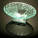 "MONKEY TREE OVAL BOWL" W/ GLASS BASE