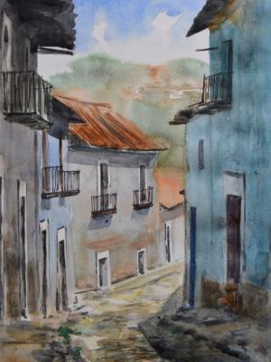 Plein air view of Totora - Bolivia, 35cm x 45cm, 2017 Plein air view of Totora - Bolivia, 35cm x 45cm, 2017