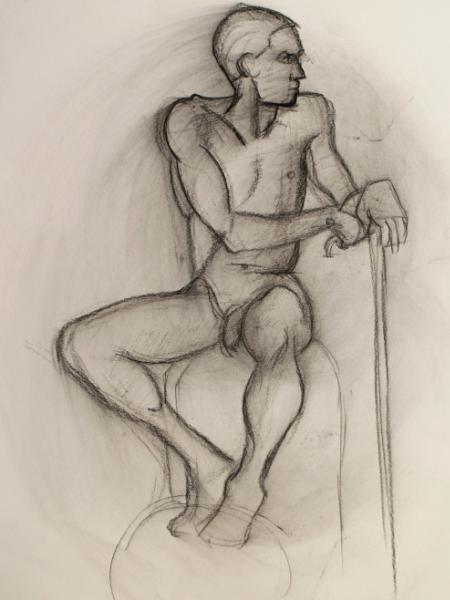 Seated Male Nude (ball and stick)