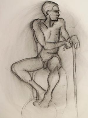 Seated Male Nude (ball and stick)