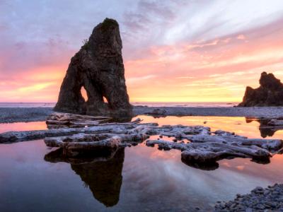 Ruby Beach Driftwood and Seastacks at Sunset Ruby Beach Driftwood and Seastacks at Sunset