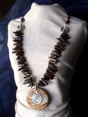 Bronzite Daggers and Leather Necklace Bronzite Daggers and Leather Necklace
