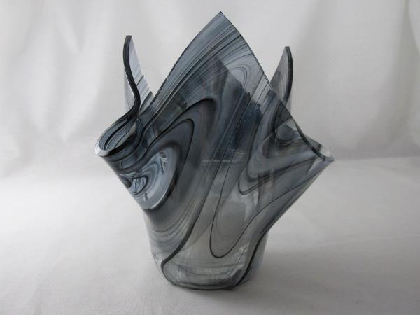 VO2457 - Black & White Streaky Baroque Tall Votive Holder