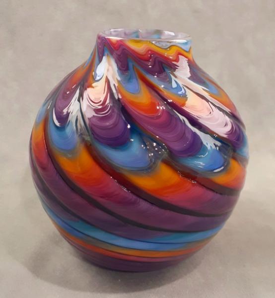 #12152506 Vase 5''HX4.75''W  rainbowTie-die design $115.00