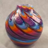 #12152506 Vase 5''HX4.75''W  rainbowTie-die design $115.00