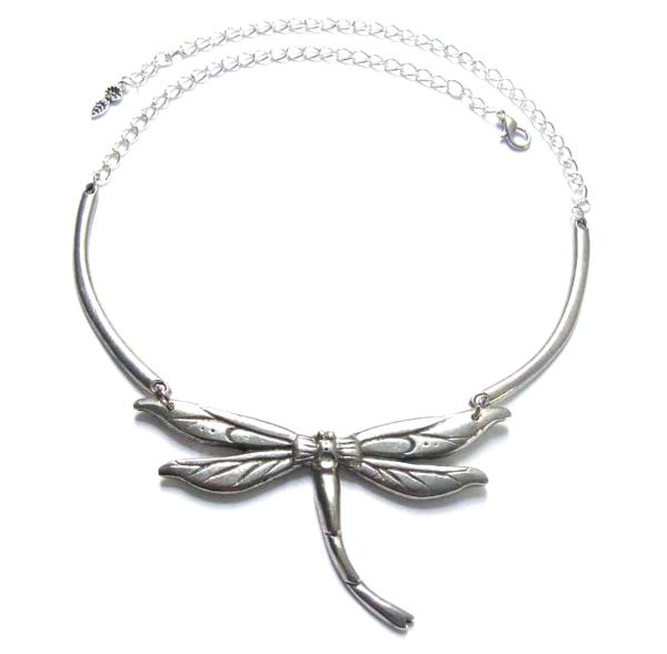 Art Nouveau Dragonfly necklace original artisan design pewter dragonfly  choker