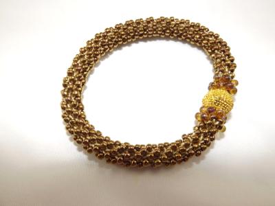 B-44 burnished gold crocheted rope bracelet