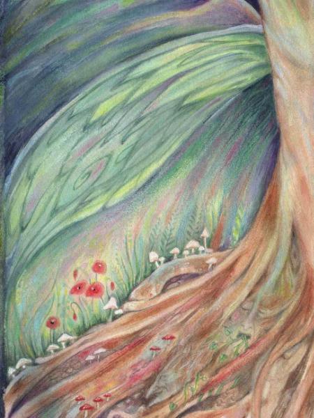 Tree Spirits Original Painting of Lovers in watercolor