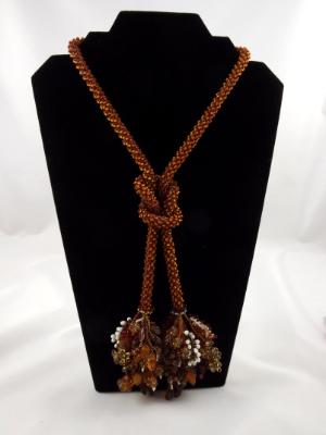 N-2 Rootbeer Crocheted Tassel Rope Necklace