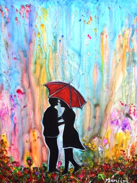 Couple on a rainy date valentine gift