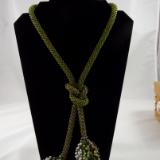 N-69 Olive Crocheted Tassel Necklace