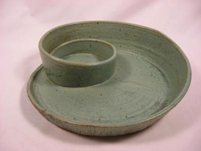 110820.A Spiral Chip-N-Dip with Mint Green Glaze