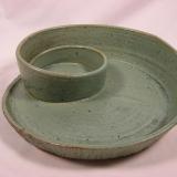 110820.A Spiral Chip-N-Dip with Mint Green Glaze