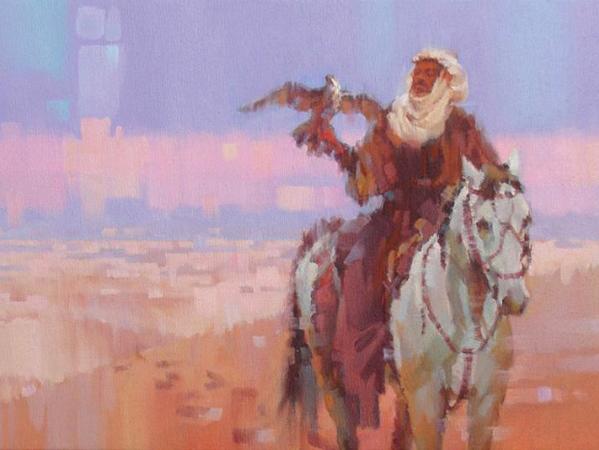 Desert Hunting - oil on canvas